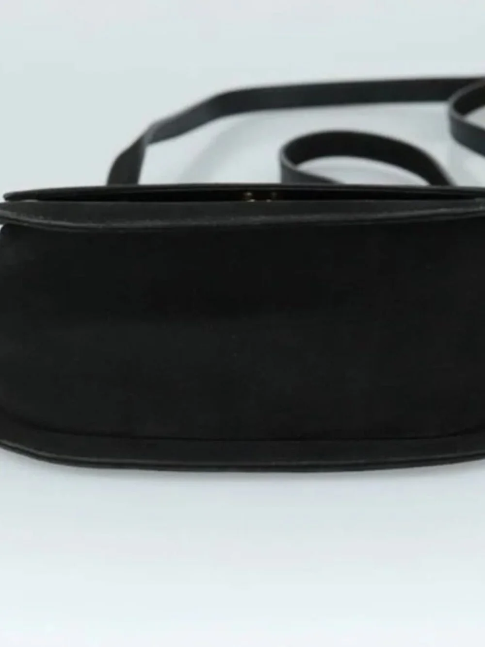 Salvatore Ferragamo Gancini Shoulder Bag Suede Black Gold Auth bs20936
